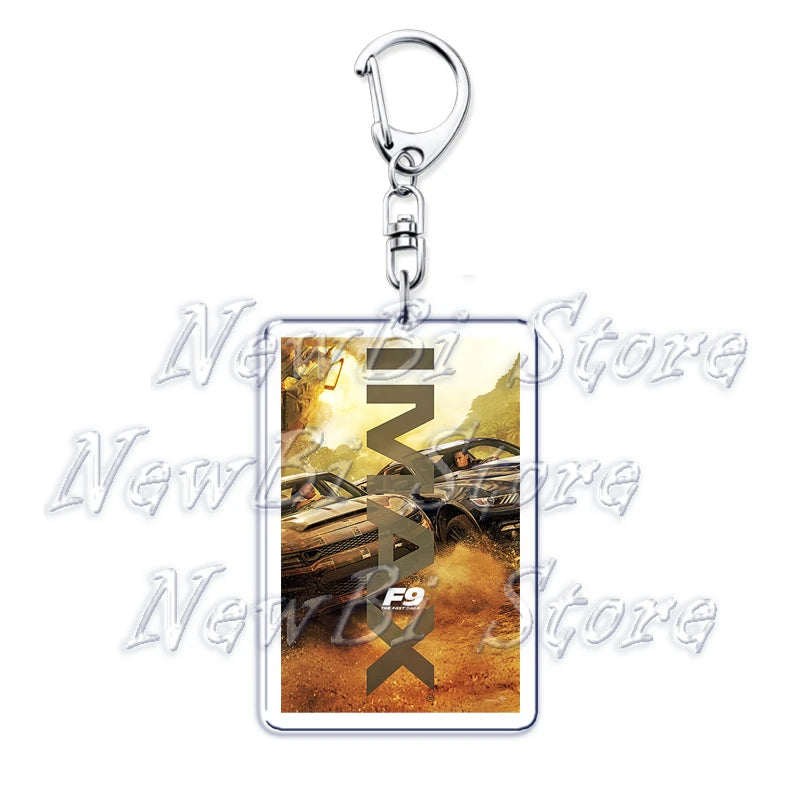 Classic Fast Furious Movie Cover Poster Keychain for Accessories Bag Pendant Sport Car Key Chain Ring Keyring Jewelry Fans Gift by Geo’s Online Store