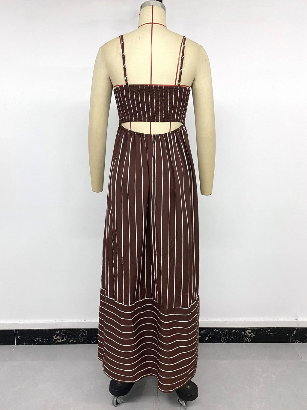2026 Summer New Striped Backless Loose Beach Dress Women Causal Slip Strapless Long Dress Women Chic Party Holiday Dress by Geo’s Online Store