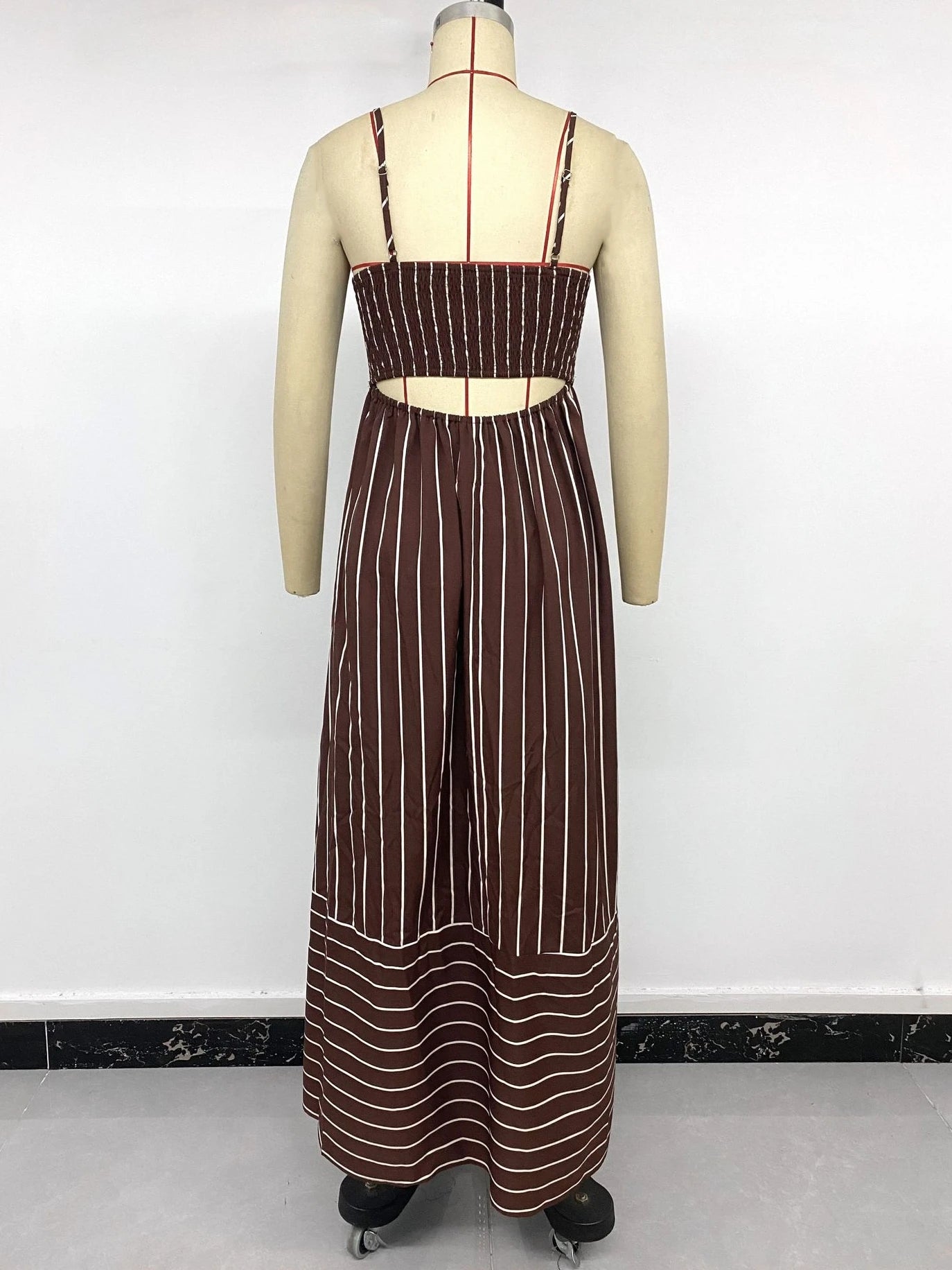 2026 Summer New Striped Backless Loose Beach Dress Women Causal Slip Strapless Long Dress Women Chic Party Holiday Dress by Geo’s Online Store