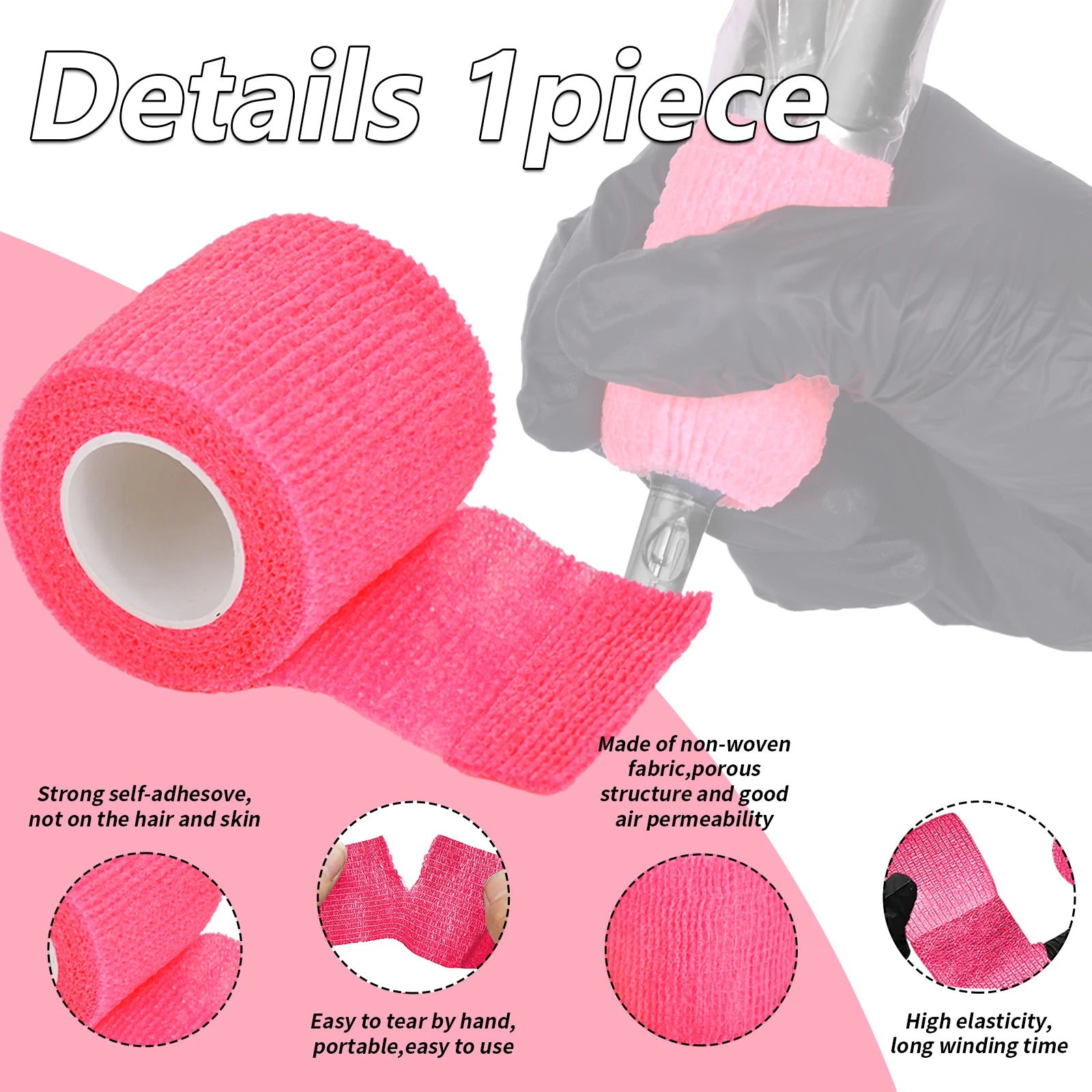 POSEIDON Tattoo Pencil Sleeve Bag Covers 200Pcs and 3Pcs Pink Bandage Practice Taattoo Sets Microblading Supplie for Artists by Geo’s Online Store
