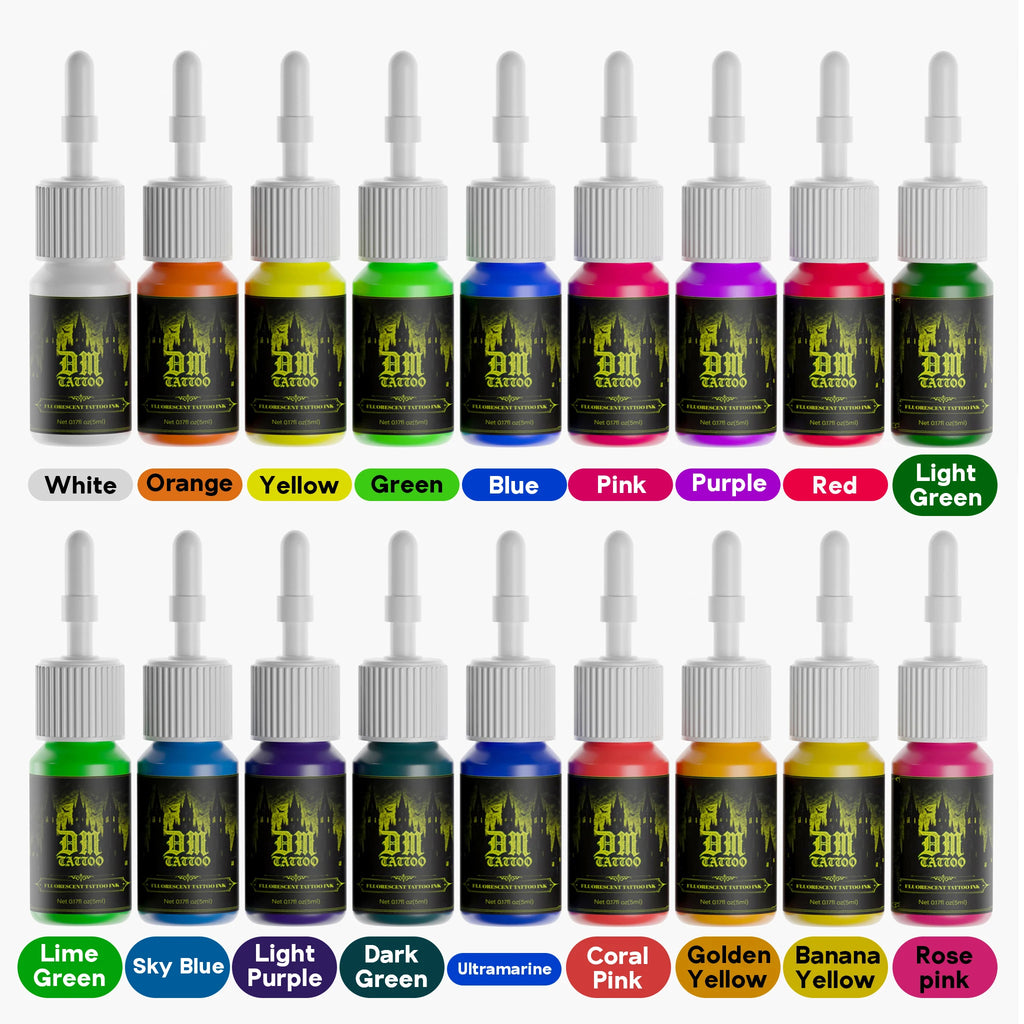 DM 5ml 18Colors Fluorescent Tattoo Ink Kit Professional Beauty Paints Natural Plant Extract Pigment Body Painting Tattoo Ink by Geo’s Online Store