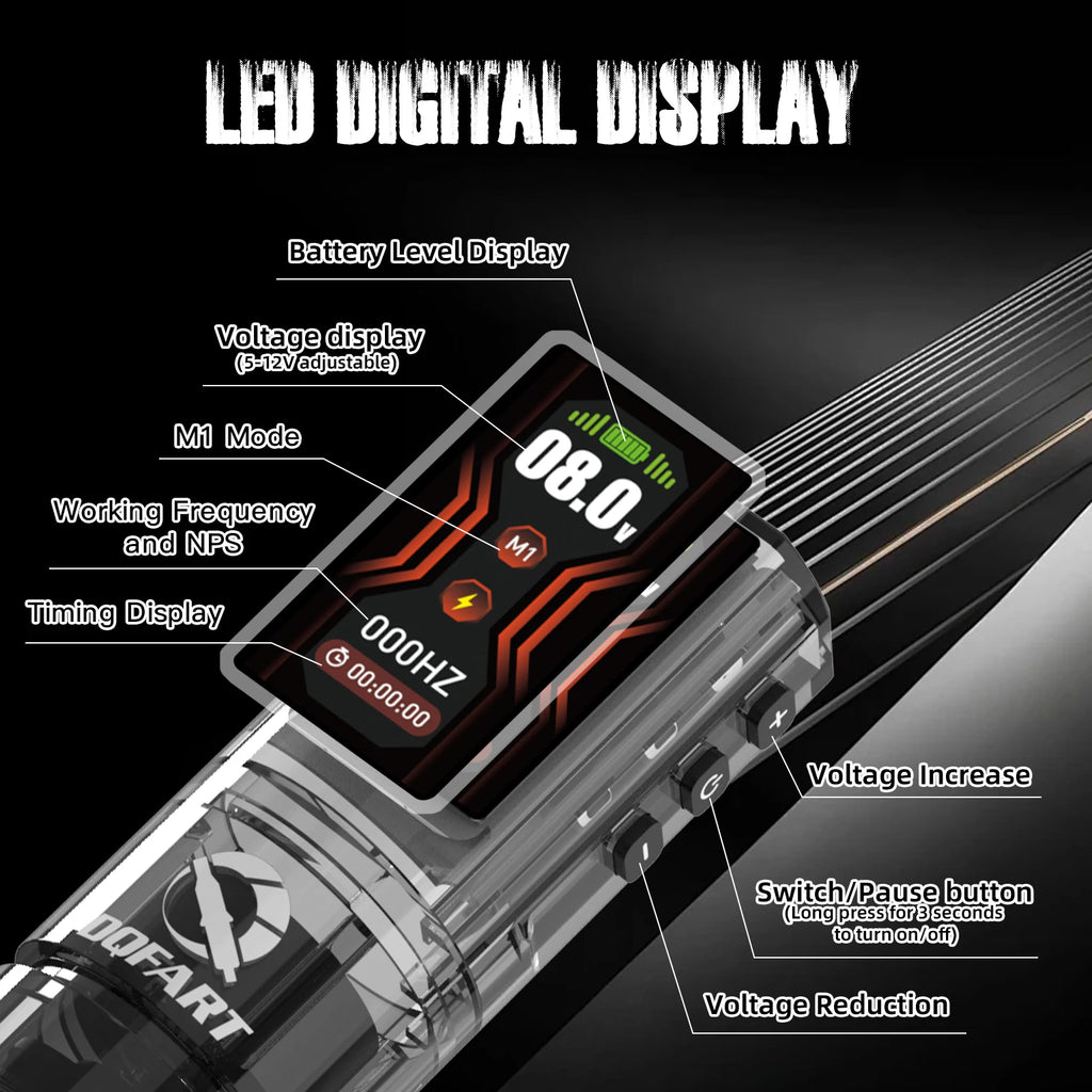 DQFART Wireless Tattoo Pen Tattoo Kit 6 Hours Battery Life Tattoo Machine for Pro Body Artist Tattoo Supplies Tattoo Accessories by Geo’s Online Store