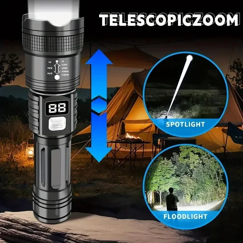 100000LM Super Bright Flashlight Rechargeable LED Torch Long Range Tactical Lamp for Outdoor Waterproof Camping Fishing Lantern by Geo’s Online Store