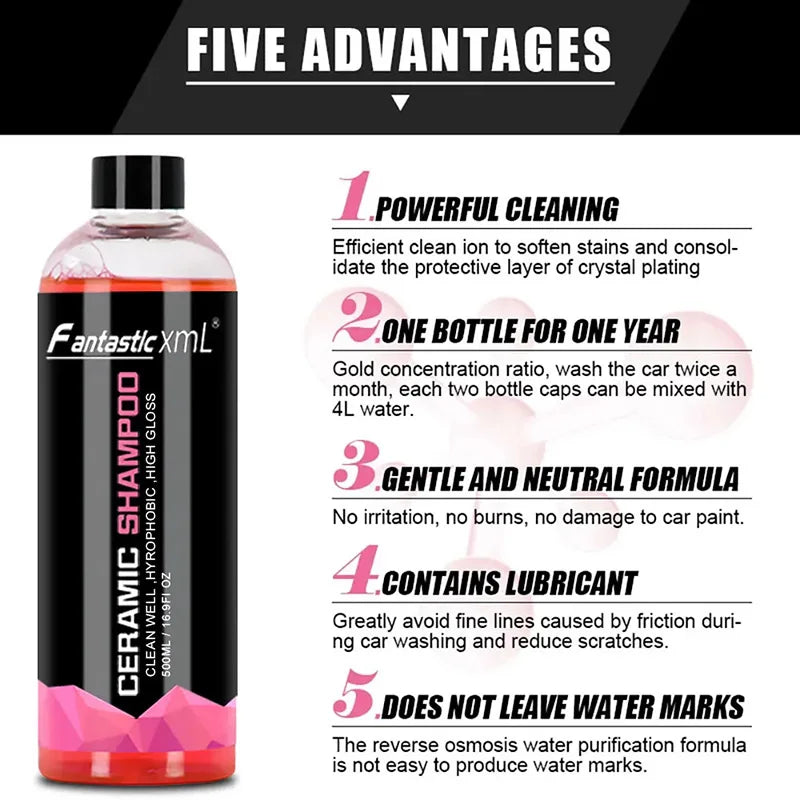 Car Wash Shampoo 500ML/Bottle Super Foam Paint Detailing Car Products Car Accessories Exterior Car Detailing Cleaning Materials by Geo’s Online Store