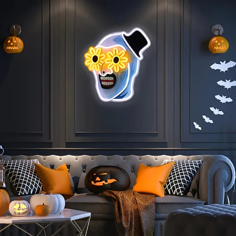Terrifier UV Printed Neon Sign Halloween Atmosphere LED Neon Light for Wall Bedroom Party Game Room Man Cave Decor Birthday Gift by Geo’s Online Store