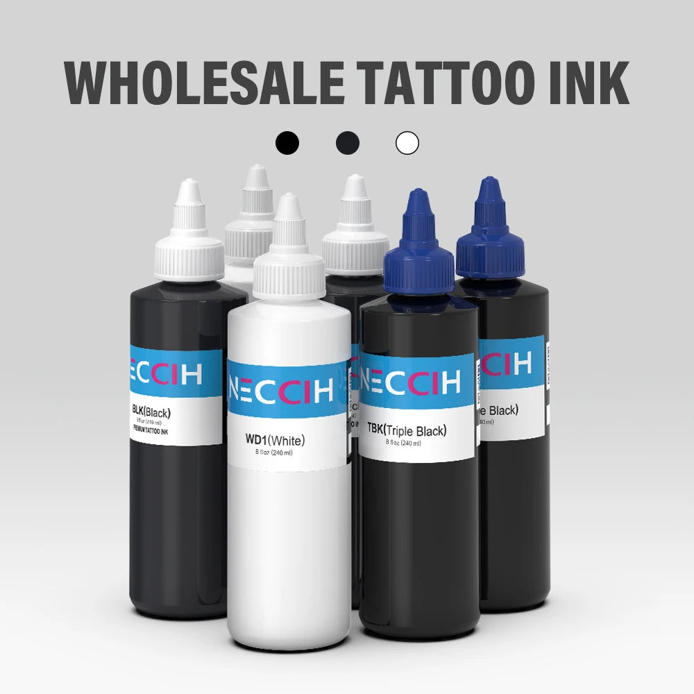 240ml White/Black Tattoo Ink Pigment Body Art Tattoo Kits Professional Beauty Paints Makeup Tattoo Supplies Semi-permanent by Geo’s Online Store