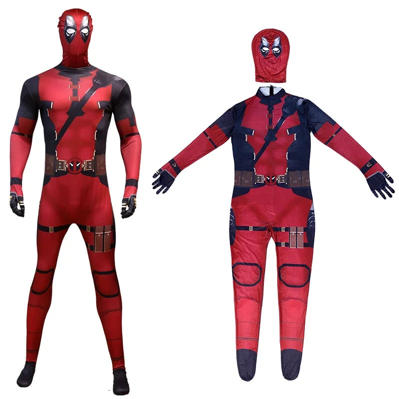 Deadpool Child Costume Halloween Costumes Kids Men Adult Superhero Bodysuit Jumpsuit Children Cosplay Costume Swords Accessories by Geo’s Online Store