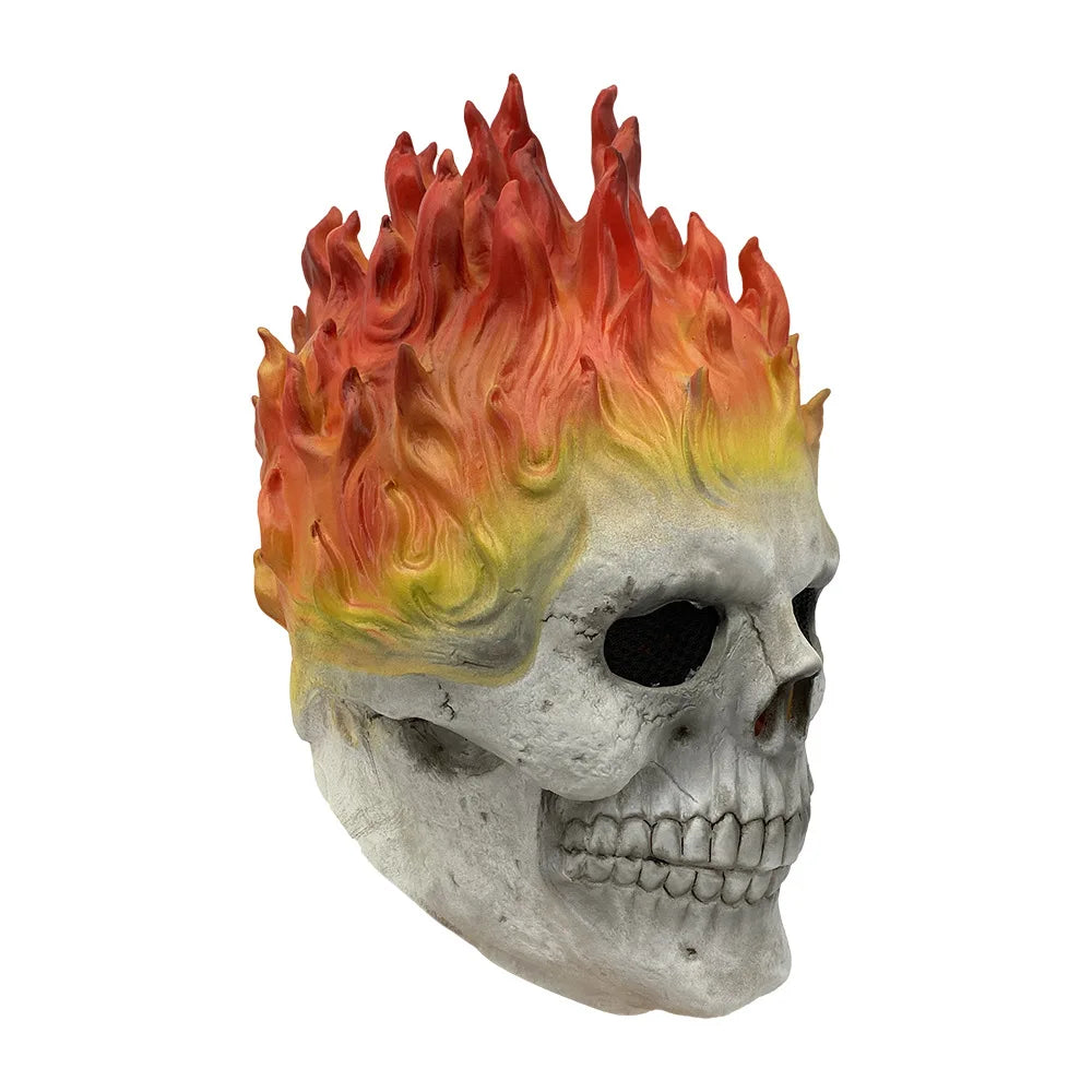 Red and Blue Flame Skull Mask Mask Cosplay Costume Horror Ghost Full Face Latex Bulex Cos Prop Halloween Ghost Rider Props by Geo’s Online Store