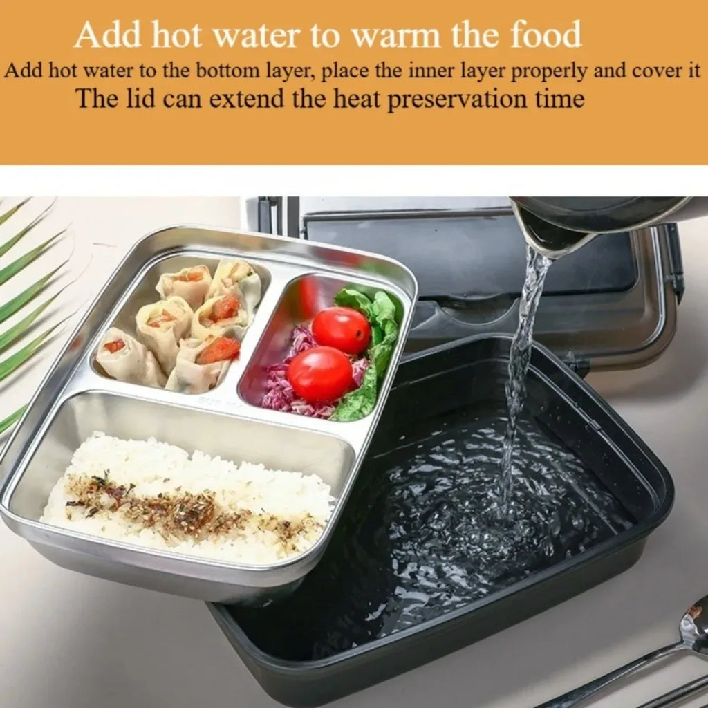 Portable Thermally Insulated Lunch Box with Compartments Stainless Steel Liner Leak Proof Bento Container for School Offices by Geo’s Online Store
