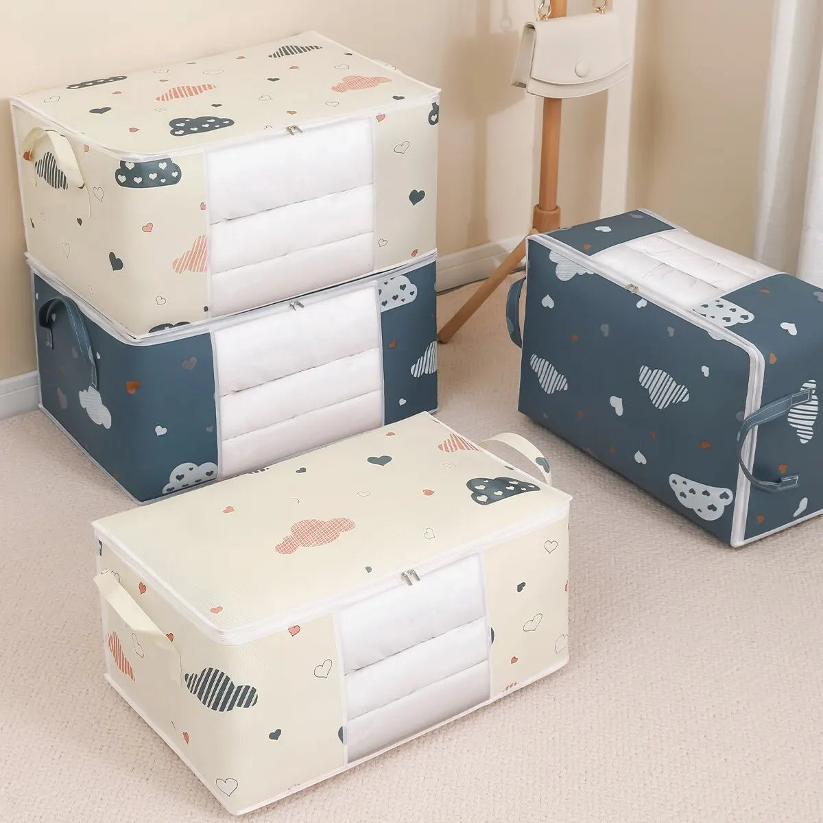 Large Capacity Clothes Storage Bag Organizer With Reinforced Handle Suitable For Blankets Bedding Foldable With Sturdy Zipper by Geo’s Online Store