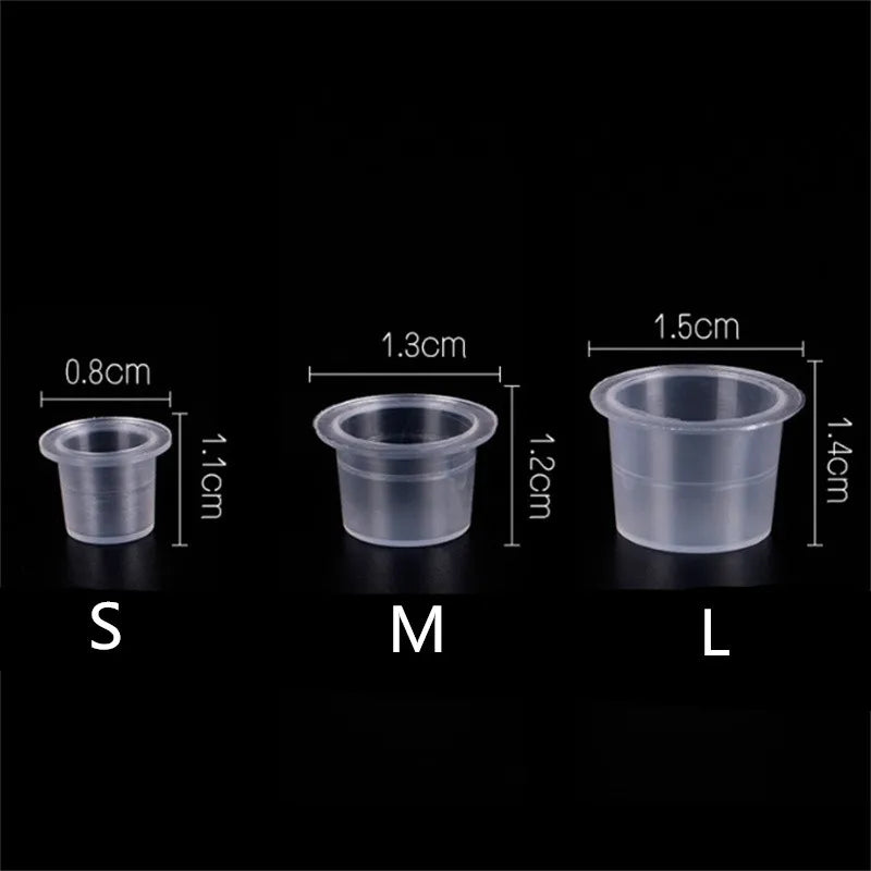 100pc S/M/L Plastic Disposable Microblading Tattoo Ink Cups Permanent Makeup Pigment Clear Holder Container Cap Tattoo Accessory by Geo’s Online Store