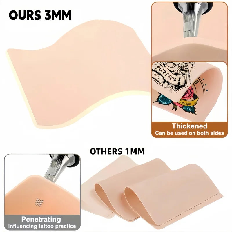 3MM Thick Tattoo Practice Skin Blank Double Sides Big Size Tattoo Practice Fake Skin for Permanent Makeup by Geo’s Online Store