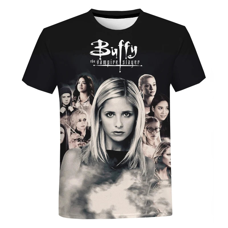Buffy The Vampire Slayer 3D Graphic T-shirt Men Women Fashion Casual Short Sleeve Cool Tops Harajuku Streetwear Oversized Tshirt by Geo’s Online Store