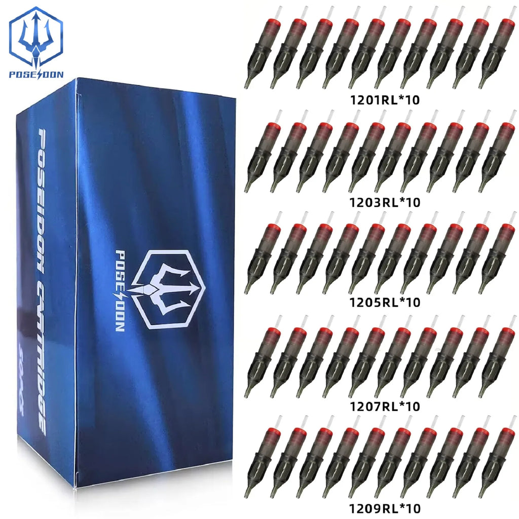 POSEIDON V2 PRO MAX 50PCS Mixed Professional Tattoo Cartridge Needles Membrane Safety Cartridges Disposable Tattoo Needle by Geo’s Online Store