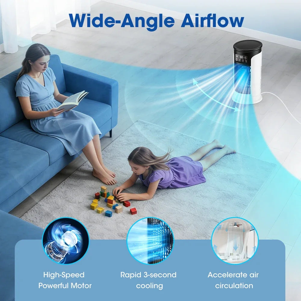 3 In 1 Household Fan Air Conditioner Portable 6-gear Air Cooler LED Night Light Humidifier Air Adjustment Fan Office Home Fan by Geo’s Online Store