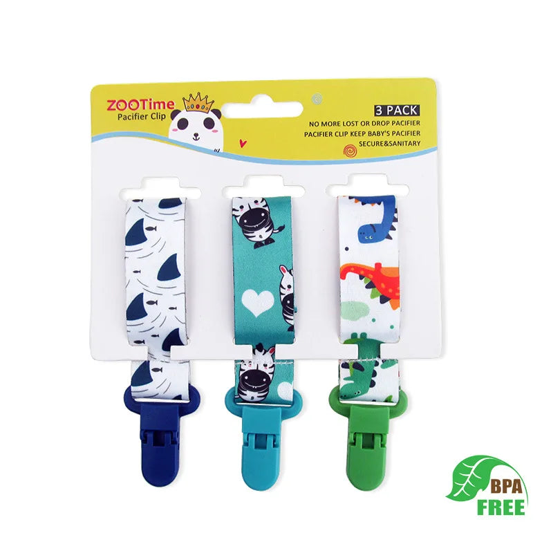 Chain Baby Pacifier Dummy Clip 3 Pcs/Set Personalized Pacifier Clip Nipple Holder for Baby Cartoon Print Child Pacifier Clips by Geo’s Online Store