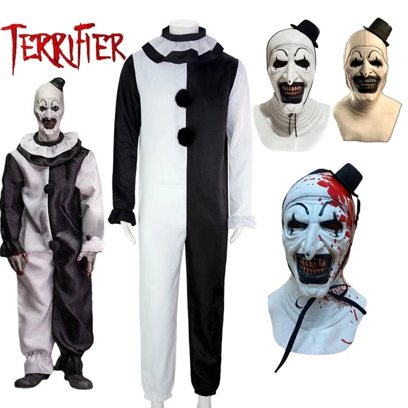 Art The Clown Cosplay Movie Terrifier 2 Art The Clown Cosplay Costume Jumpsuit Mask Halloween Costumes Mask for Men Women by Geo’s Online Store