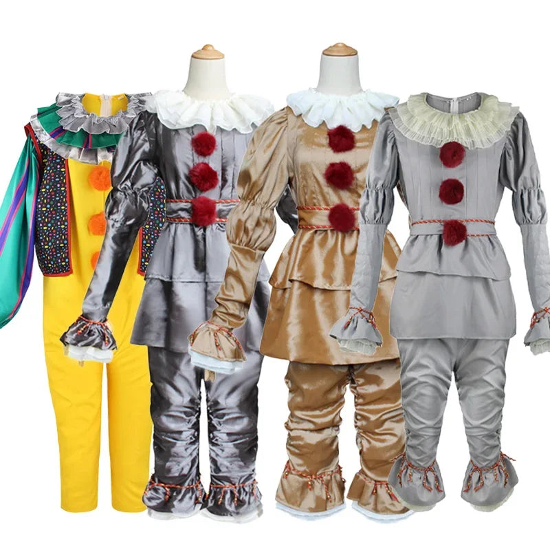 Movie Cosplay Pennywise Clown Cosplay Costume Halloween Adult Carnival Party Stage Performance Villain Vintage Clothing Set by Geo’s Online Store