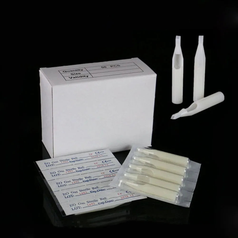100Pcs Sterile Assorted Tattoo Tips Kit Disposable White Plastic Nozzles Needle Tube RT DT FT OF Tattoo Gun Grip Accessories by Geo’s Online Store