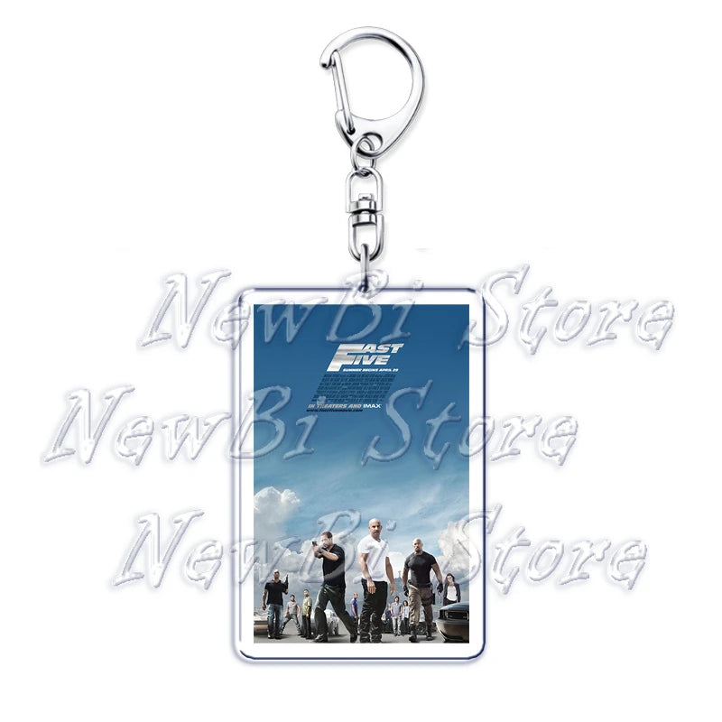 Classic Fast Furious Movie Cover Poster Keychain for Accessories Bag Pendant Sport Car Key Chain Ring Keyring Jewelry Fans Gift by Geo’s Online Store