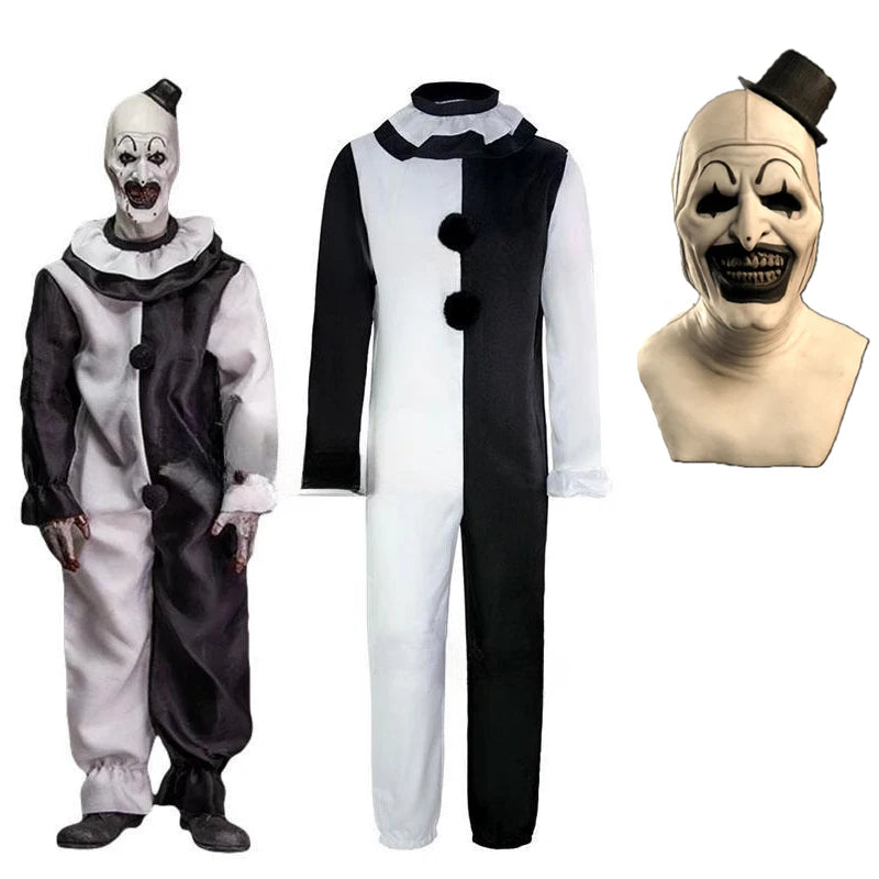 Art The Clown Cosplay Movie Terrifier 2 Art The Clown Cosplay Costume Jumpsuit Mask Halloween Costumes Mask for Men Women by Geo’s Online Store