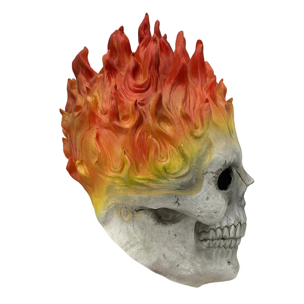 Red and Blue Flame Skull Mask Mask Cosplay Costume Horror Ghost Full Face Latex Bulex Cos Prop Halloween Ghost Rider Props by Geo’s Online Store
