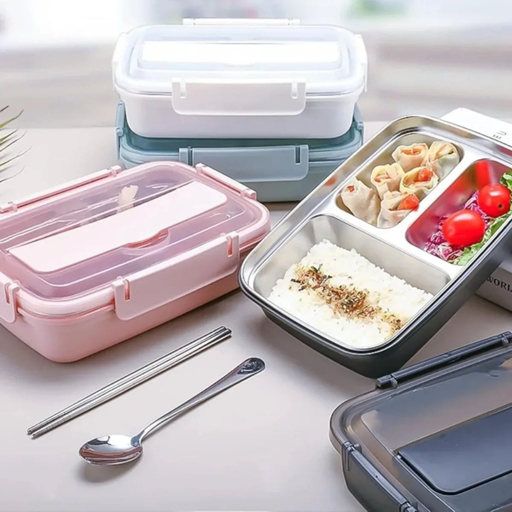 Portable Thermally Insulated Lunch Box with Compartments Stainless Steel Liner Leak Proof Bento Container for School Offices by Geo’s Online Store