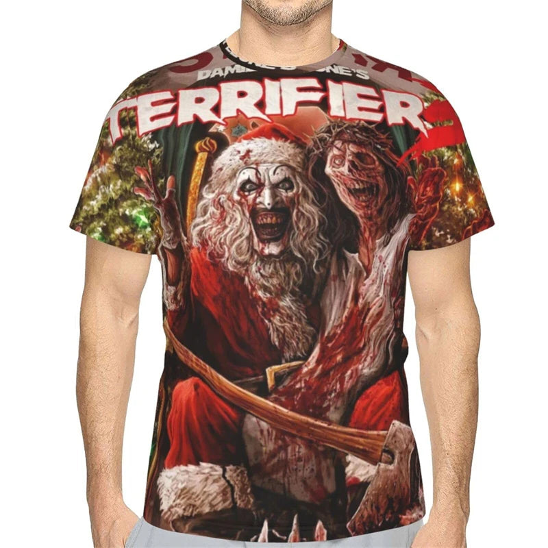 Terrifier 3 T-shirt Horror Movie Festival Merch Black Tee Women Men Crewneck Short Sleeve Streetwear 3D Clothes Polyester Fibre by Geo’s Online Store