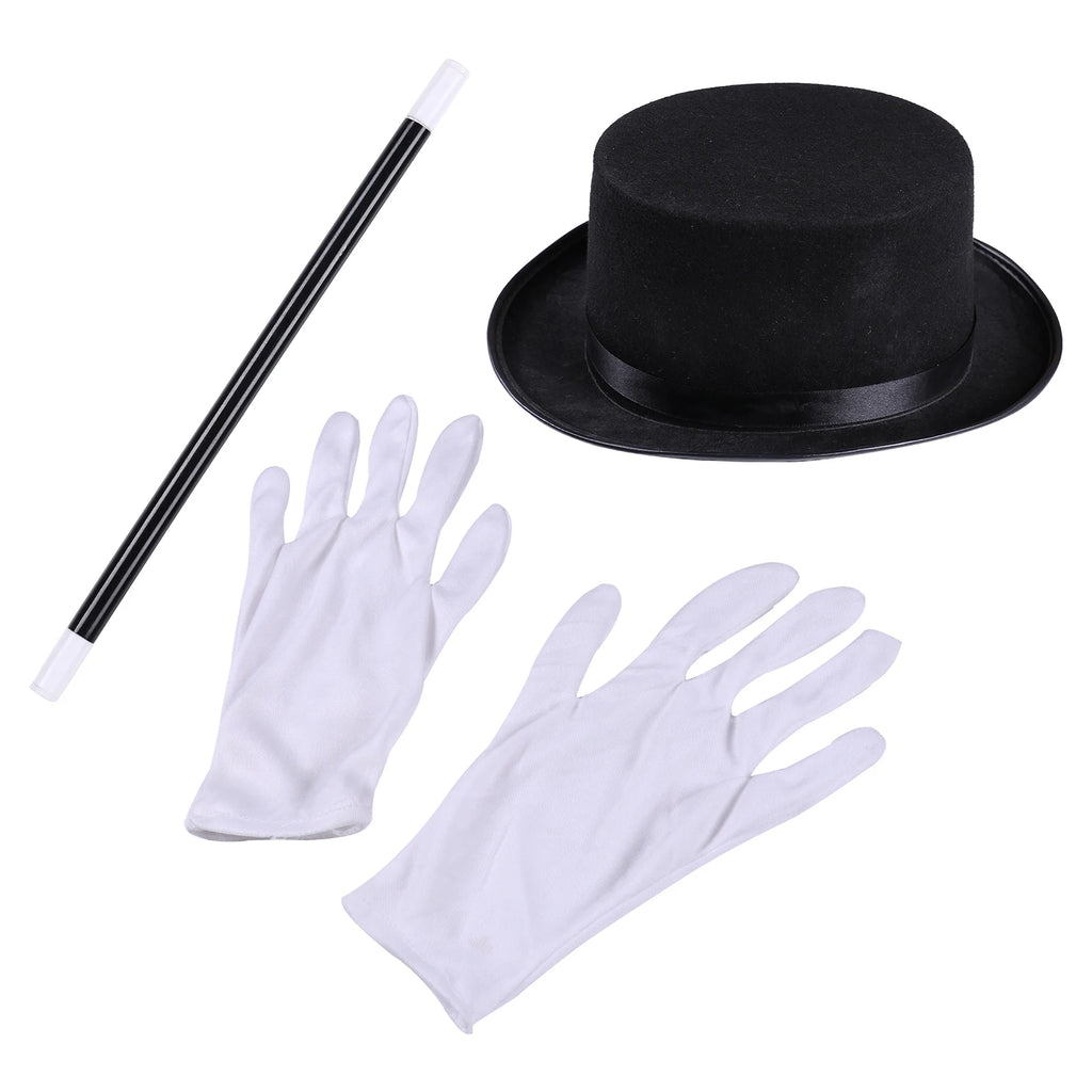 Girls Boys Circus Ringmaster Magician Showman Carnival Cosplay Costume Set Long Sleeve Lapel Tailcoat with Hat Magic Wand Gloves by Geo’s Online Store