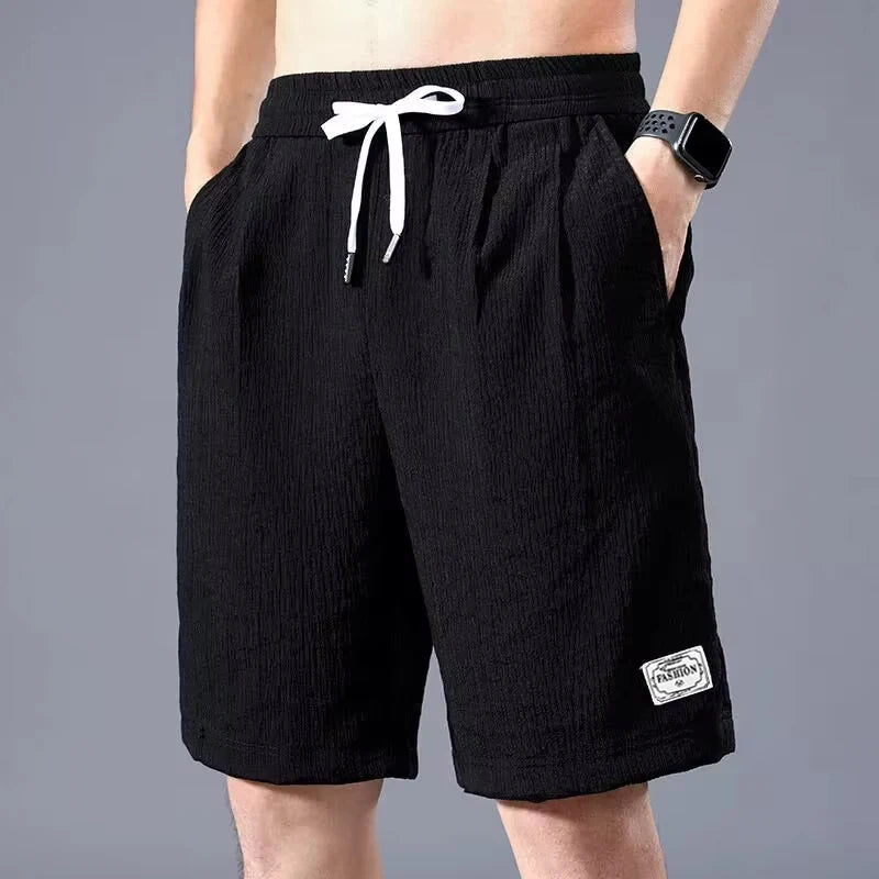 Lce Silk Shorts Men's Thin Sports Cropped Pants Loose Straight Leg Cool Breathable New Fashion Trend Casual XL-XXXL by Geo’s Online Store