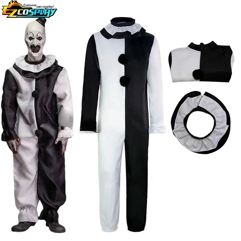 Art The Clown Cosplay Movie Terrifier 2 Art The Clown Cosplay Costume Jumpsuit Mask Halloween Costumes Mask for Men Women by Geo’s Online Store