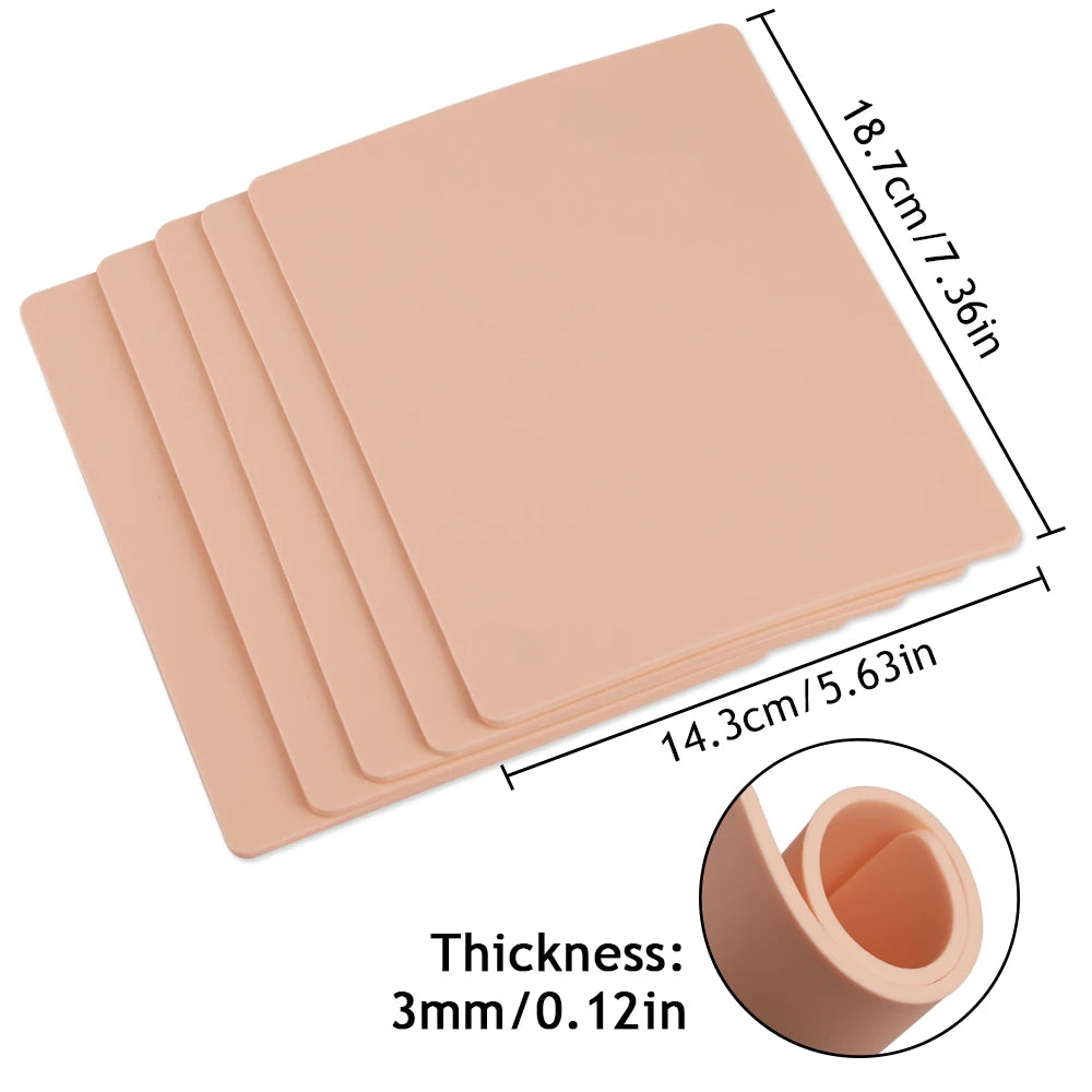 1/3/5/8/10/15PCS Tattoo Practice Skin 3MM Thick Blank Double Sides Silicone Fake Skin Beginner Practice Skin Accessories by Geo’s Online Store