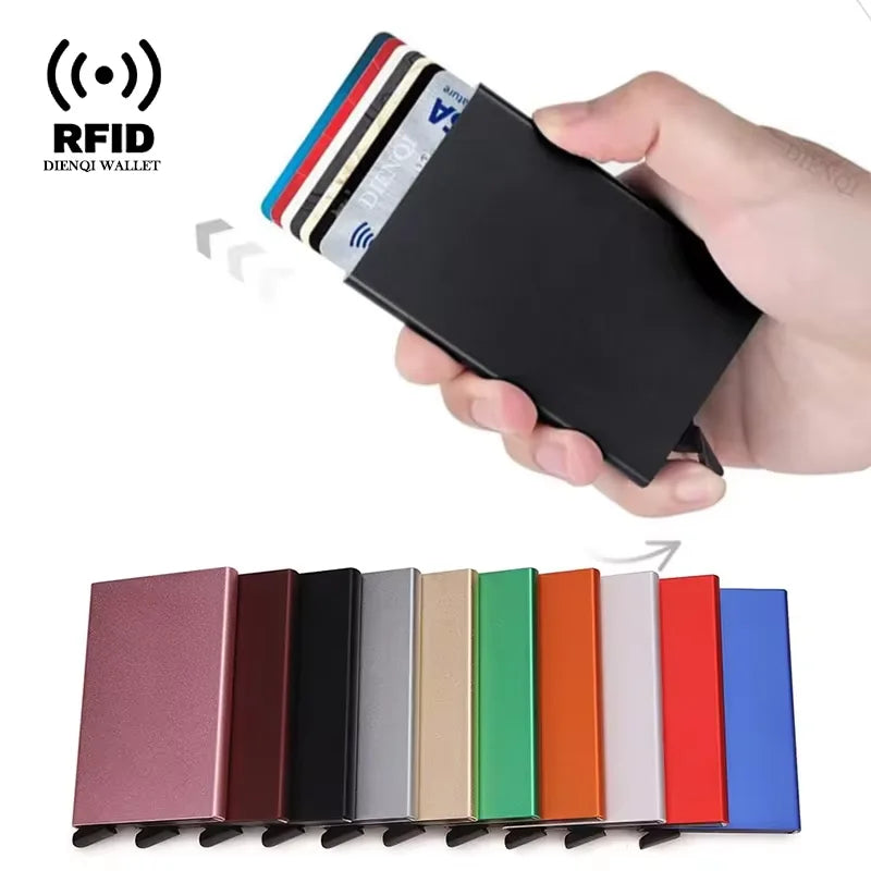 Rfid Smart Wallet Card Holder Metal Thin Slim Men Women Wallets Pop Up Minimalist Wallet Small Black Purse Vallet Walets for Men by Geo’s Online Store