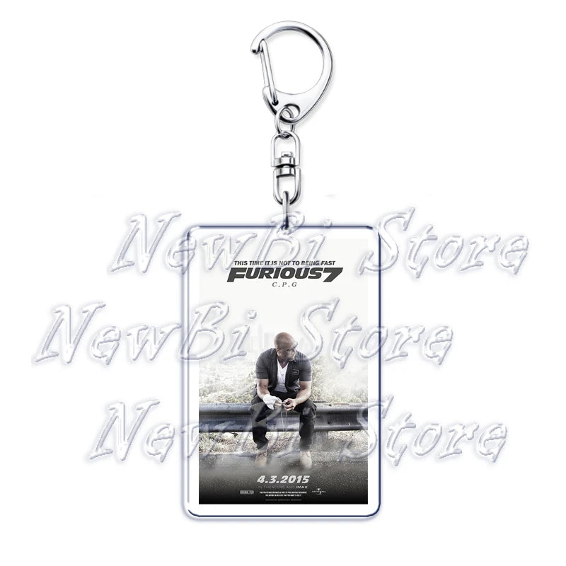 Classic Fast Furious Movie Cover Poster Keychain for Accessories Bag Pendant Sport Car Key Chain Ring Keyring Jewelry Fans Gift by Geo’s Online Store