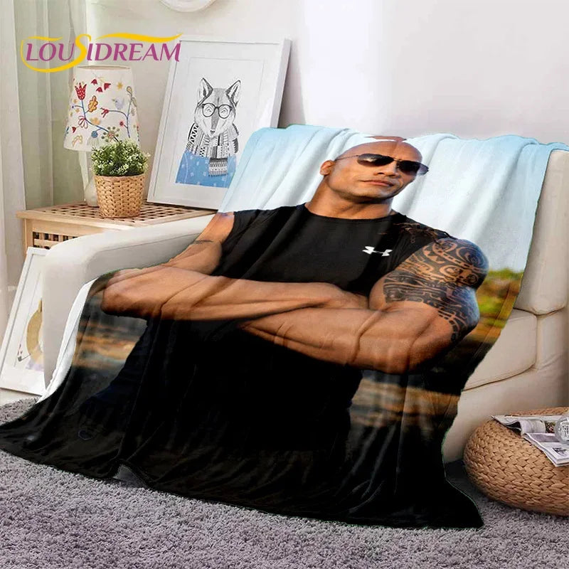 3D The Rock Dwayne Johnson Actor Soft Flannel Blanket,Throw Blanket Comfortable Blanket for Picnic Beds Sofa Home Bedroom Gift by Geo’s Online Store