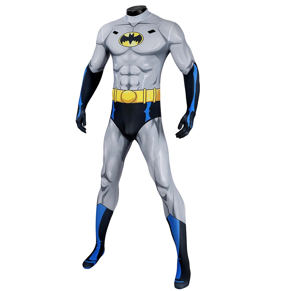 Bruce Wayne Cosplay Costume Men Party Bodysuit Legends Costume Printed Superhero Jumpsuit Outfit Male Halloween Cloak Clothes by Geo’s Online Store