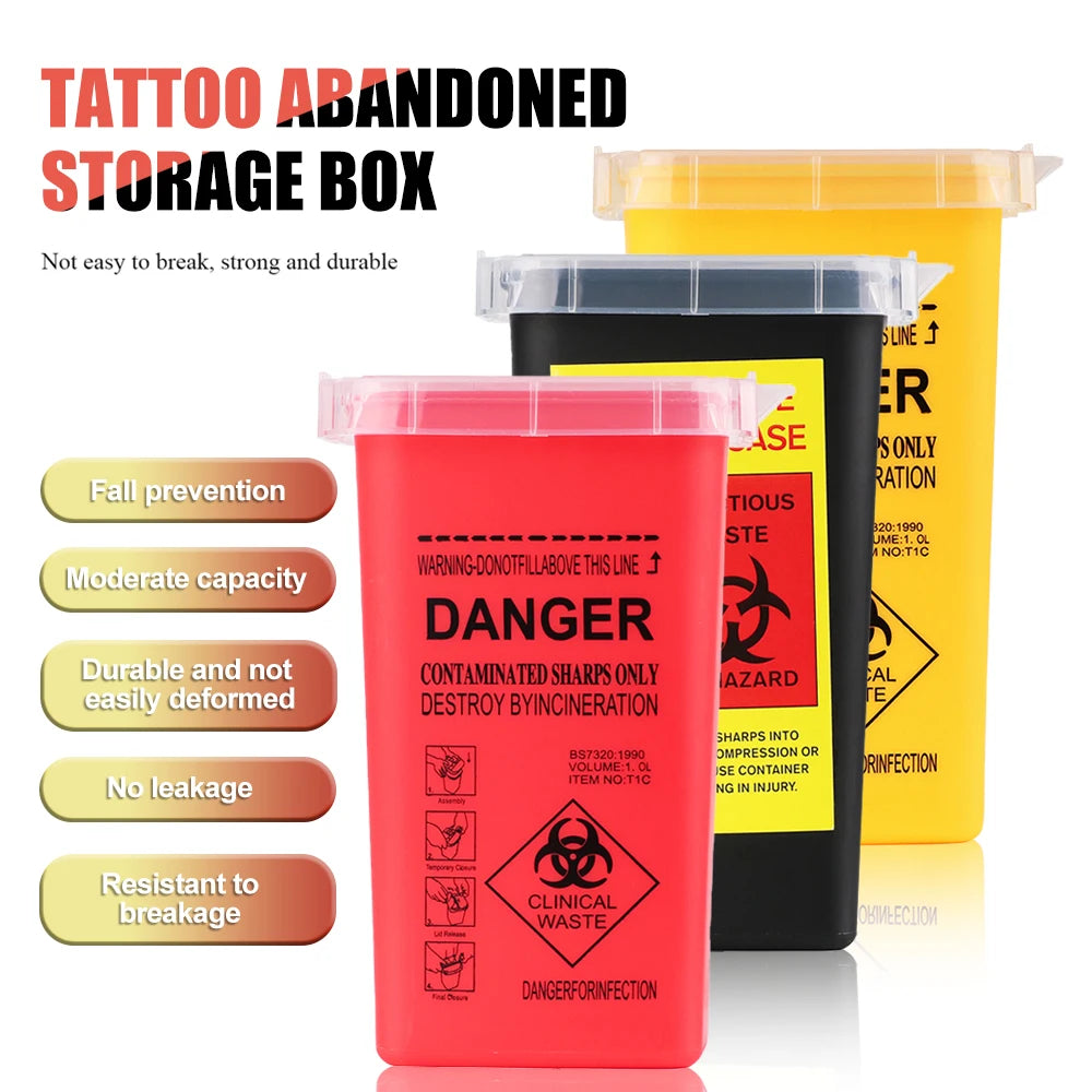 3 Colors Sharps Container Medical Needles Bin Biohazard Tattoo Piercing Needles Disposal Collect Box Tattoo Artist Waste Box by Geo’s Online Store