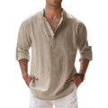 New Cotton Linen Shirts for Men Casual Shirts Lightweight Long Sleeve Henley Beach Shirts Hawaiian T Shirts for Men by Geo’s Online Store