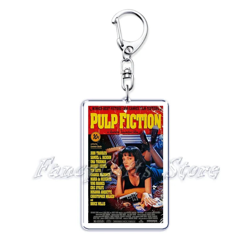 Classic Movie Keychains for Accessories Bag Pulp Fiction The Fast Furious Films Pendant Key Chains Keyrings Jewelry Fans Gifts by Geo’s Online Store