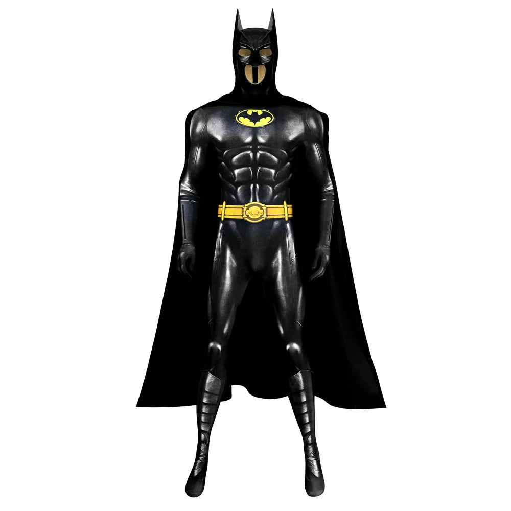 New Zentai Adult Halloween Carnival 2023 Newest Bat Cosplay Bruce Wayne Costume Superhero Printing Jumpsuit With Cape by Geo’s Online Store