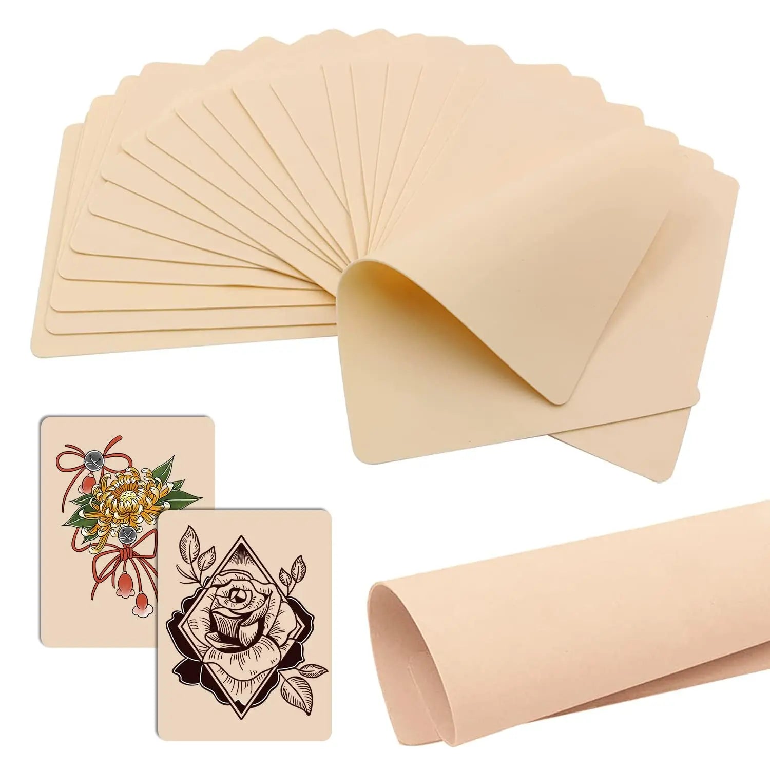 1-100PCS Tattoo Blank Practice Skin Eyebrow Paint Double Side Synthetic Leather Pink Tattoo Beginner Fake Skin Exercise Tool by Geo’s Online Store