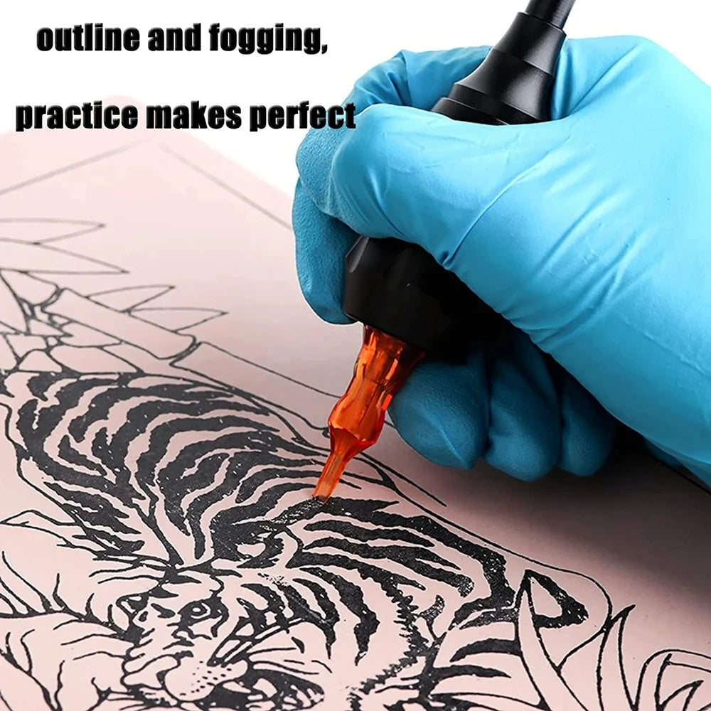 Tattoo Practice Skin and Tattoo Transfer Paper Kit Double Sided Fake Skin with Stencil Paper Set Permanent Makeup Tattoo Supply by Geo’s Online Store
