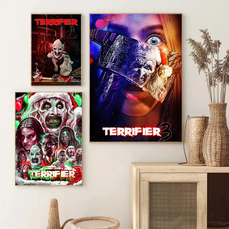 High quality Terrifier 3/2/1 Collection Classic Thriller Movie Film Posters Wall Art Canvas Paintings Halloween Home Room Decor by Geo’s Online Store
