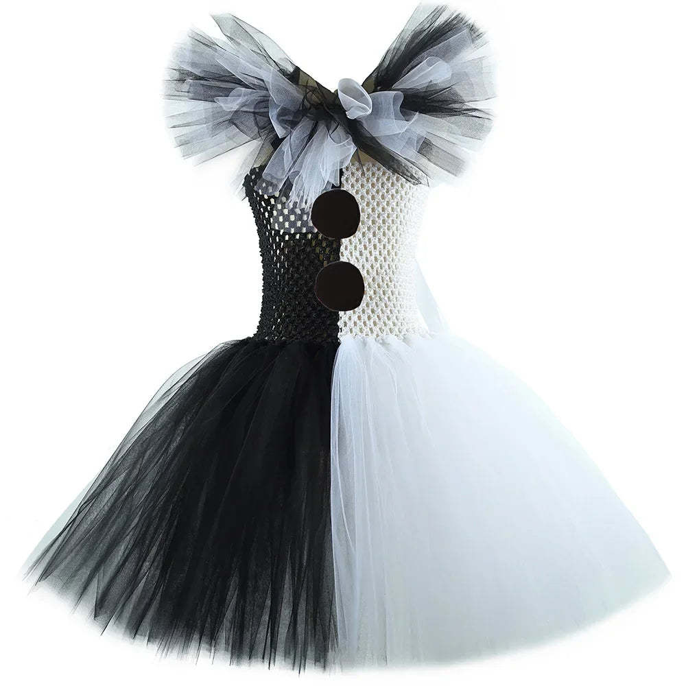 Terrifier Art The Clown Costume Girl Black White Fancy Tutu Dress Horror Joker Dress for Kids Halloween Carnival Party Costumes by Geo’s Online Store
