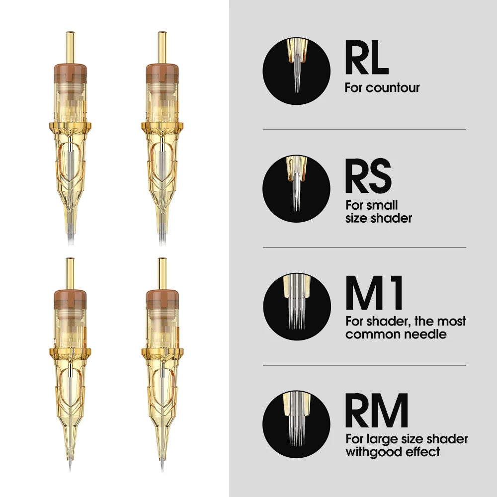 Ambition Glory 20/60/100/200pcs RM Tattoo Needle Cartridge Kit Mix Round Magnum Disposable Sterilized Safety For Tattoo Machine by Geo’s Online Store