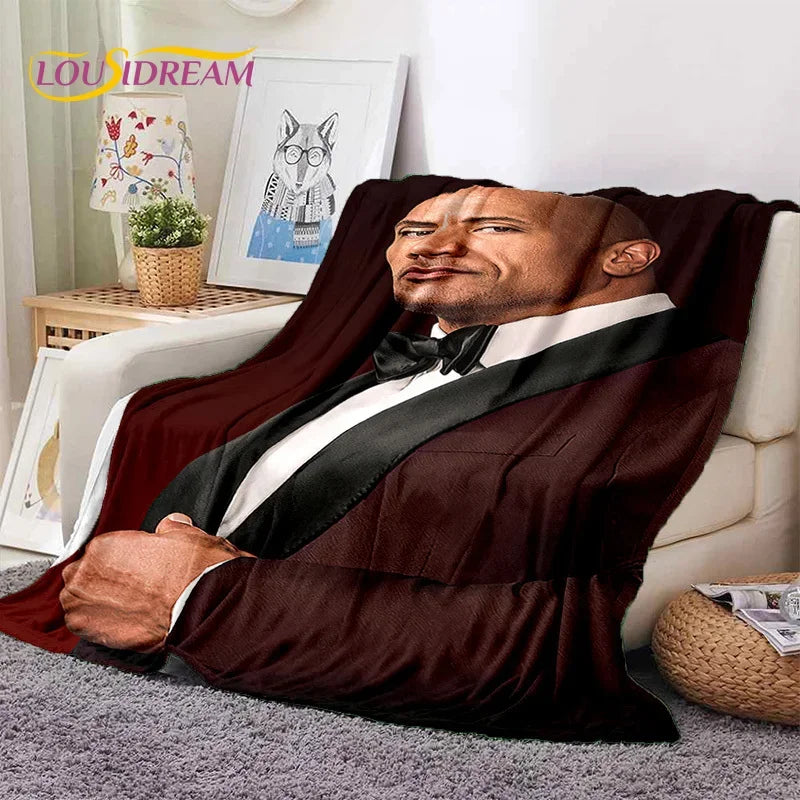 3D The Rock Dwayne Johnson Actor Soft Flannel Blanket,Throw Blanket Comfortable Blanket for Picnic Beds Sofa Home Bedroom Gift by Geo’s Online Store