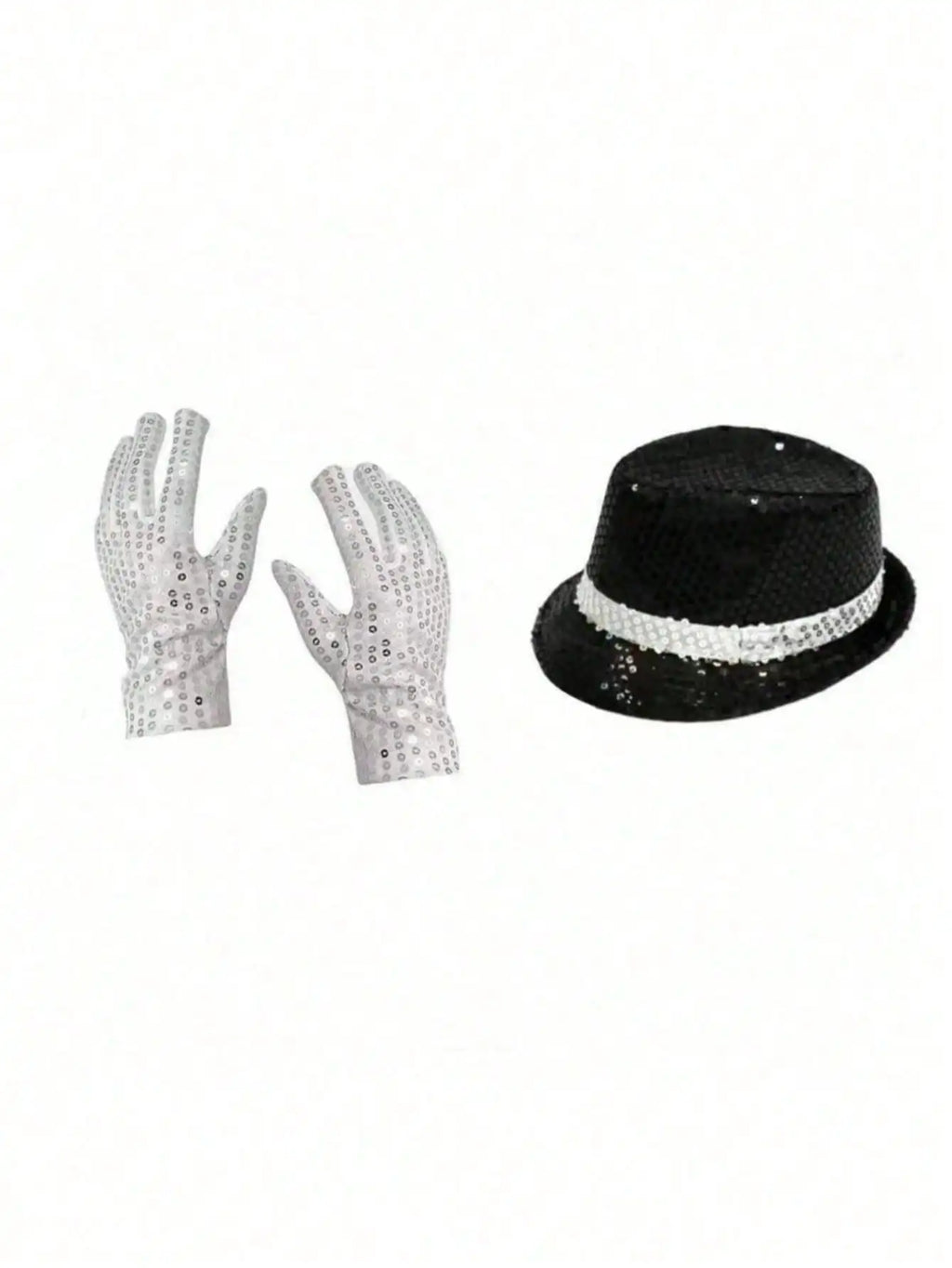 Michael Jackson Costume Accessories Set - Sequin Fedora Hat + Rhinestone Gloves + Aviator Sunglasses, Halloween Cosplay Party Dr by Geo’s Online Store