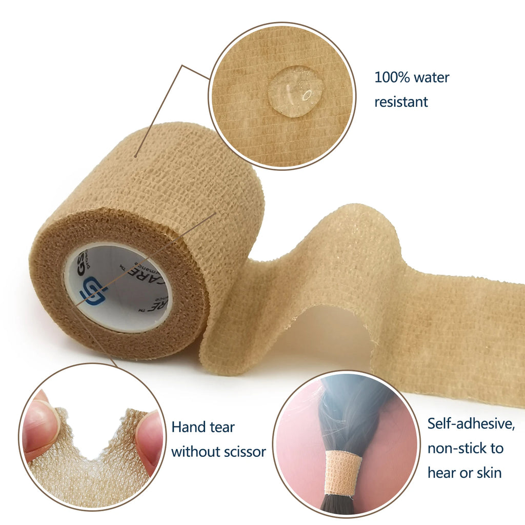 1Roll 2.5/5/10cm Self Adhesive Elastic Bandage Sports Tattoo Kit Cohesive Tape Wrap Elastoplast for Injury Finger Wrist Ankle by Geo’s Online Store