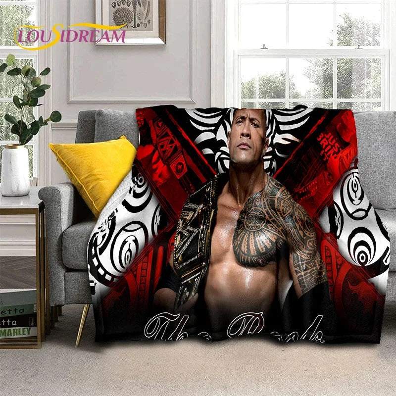 3D The Rock Dwayne Johnson Actor Soft Flannel Blanket,Throw Blanket Comfortable Blanket for Picnic Beds Sofa Home Bedroom Gift by Geo’s Online Store