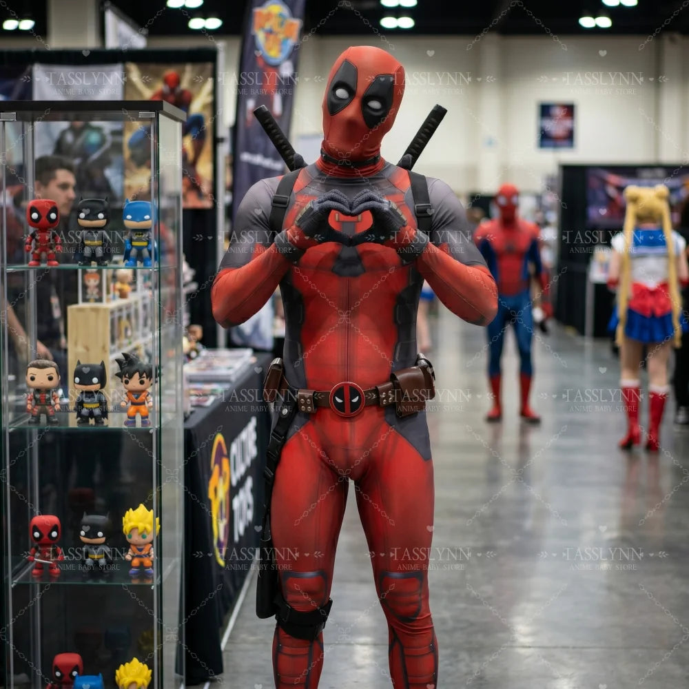 Deadpool Wolverine Cosplay Spandex Zentai Deadpool Bodysuit Halloween Costume Suit Belt Headwear Mask Sword Holster Cosplay by Geo’s Online Store